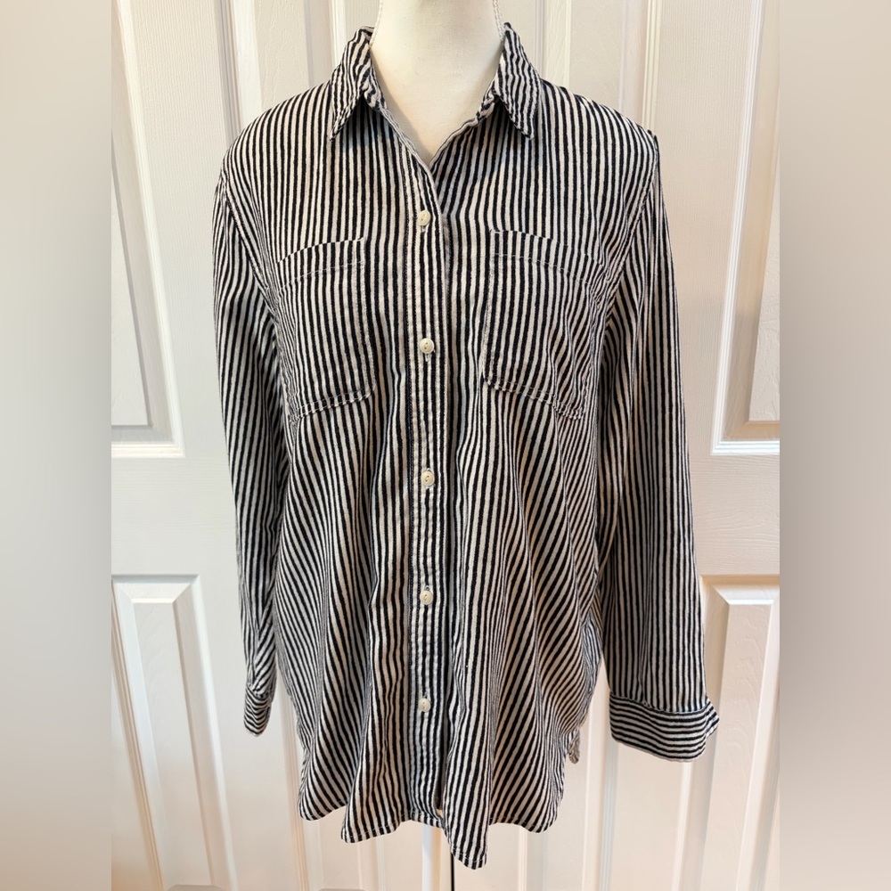 Madewell Black and White Westword Flannel Button Up Shirt Size M